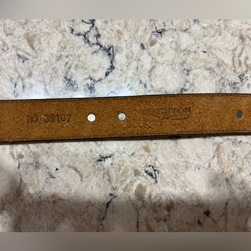 Brighton Brown Leather Western-Style Belt 30 with Silver Western Buckle - Picture 8 of 10